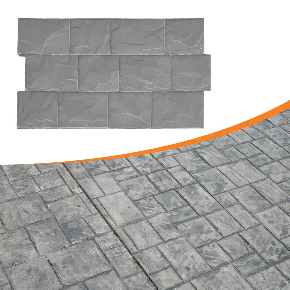 KiBcsLic Concrete Stamping Mat – 17.7x17.7 Inch Stone Texture Mold For Outdoor Patios, Walkways, And Walls