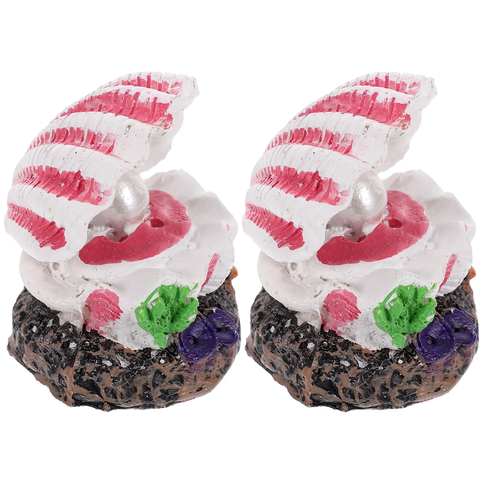 

2Pcs Pearl Shell Resin Decoration Fish Tank Adorn Aquarium Landscaping Ornament Resin Shell Accessory Fish Tank Decors