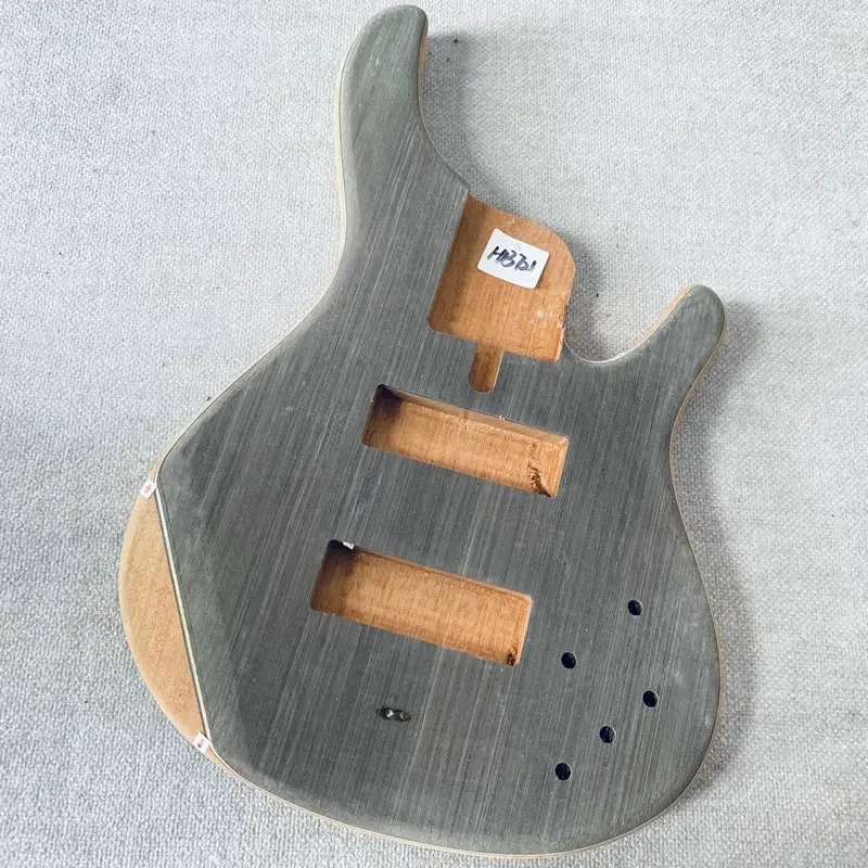 HB721 Wood Cracks and Damaged Unfinished Electric Bass Body Active Pickups in Solid Redwood+Solid Walnut Top Decorations Sales