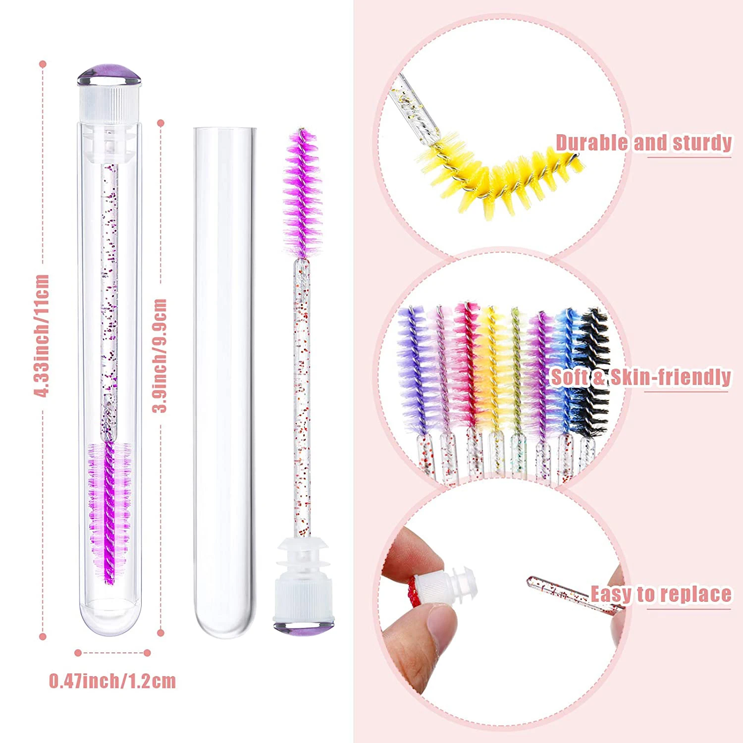 50pcs Reusable Unicorn Eyelash Brush Tube Eyebrow Brush Applicator for Eyelash Extension Dust-proof Lash Mascara Wand Brush Tube