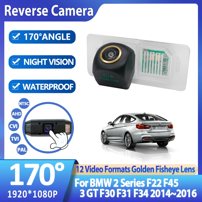 AHD 1080P Golden Fisheye Car Reverse Backup Rear View Camera For BMW 2 Series F22 F45 3 GT F30 F31 F34 2014 2015 2016 Accessorie