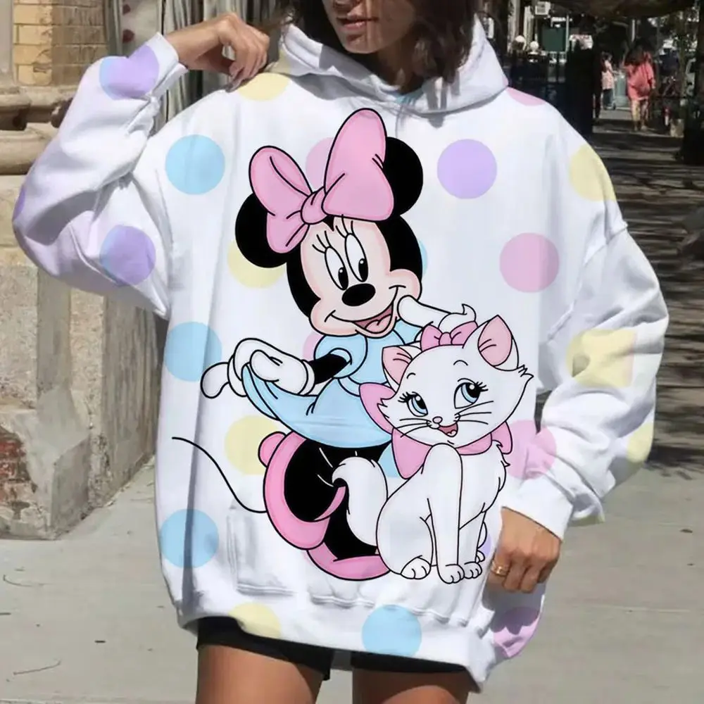 سويت شيرت بقلنسوة أصفر كلاسيكي معتمد من ديزني للنساء، 2025 خريف/شتاء جديد ميكي ماوس مطبوع كاجوال #2