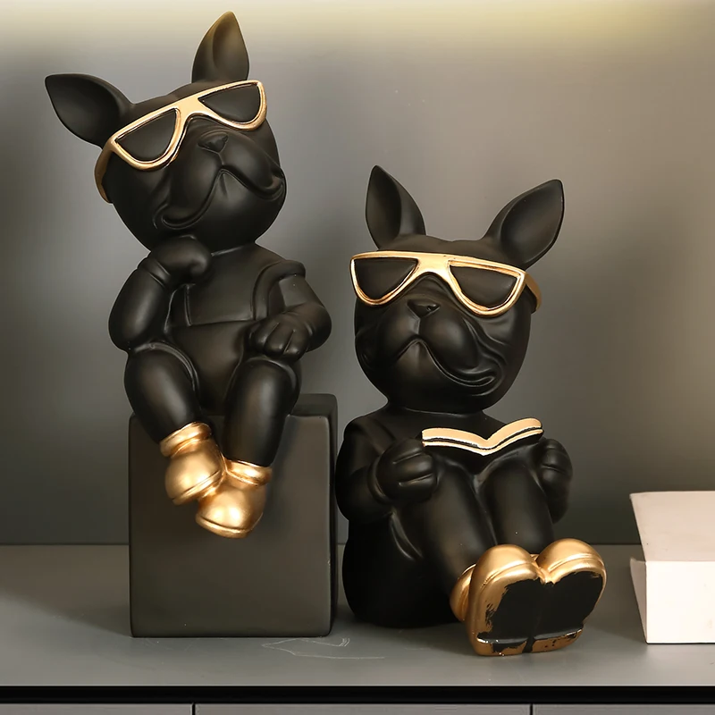 French Bulldog Bookend Sculptures Dog Butler Live room Statue House Decoration Desk Table Resin Art Animal Nordic Home Decor