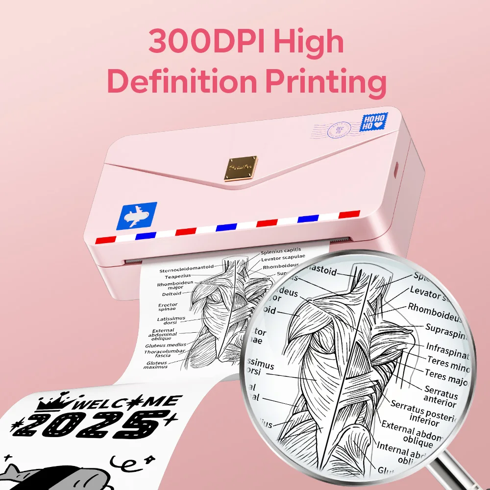 Phomemo M04AS Mini Photo Printer Wireless Bluetooth Thermal Label Maker 300dpi HD Printing for 110mm Paper Portable & Compact