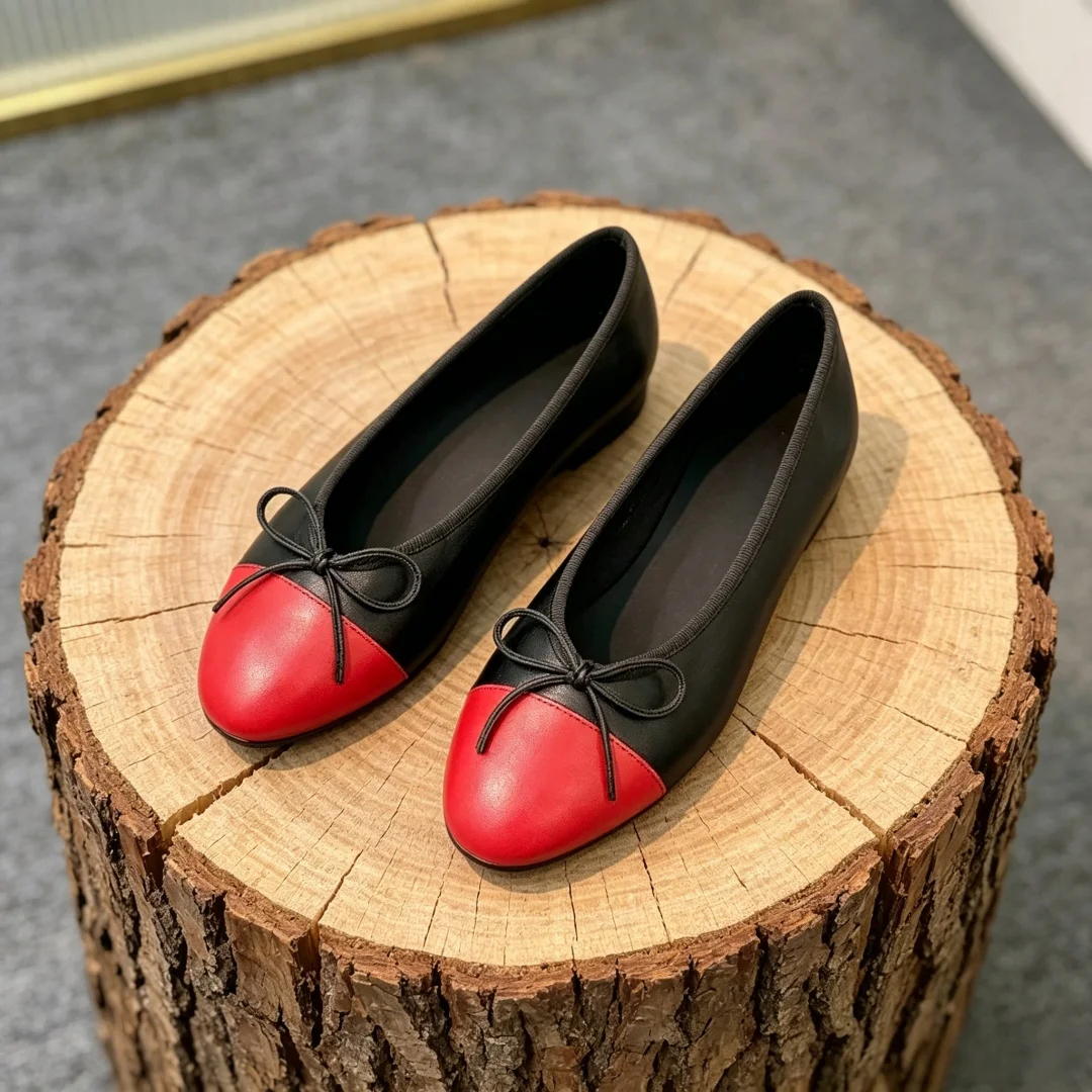 Zapatos Planos Casuales de Marca de Lujo para Mujer, Zapatos Planos Mary Jane, Zapatos Planos de Ballet, Parte Superior de Piel de Cordero, Suela de Cuero Vacuno, Zapatos de Baile Sencillos y Versátiles