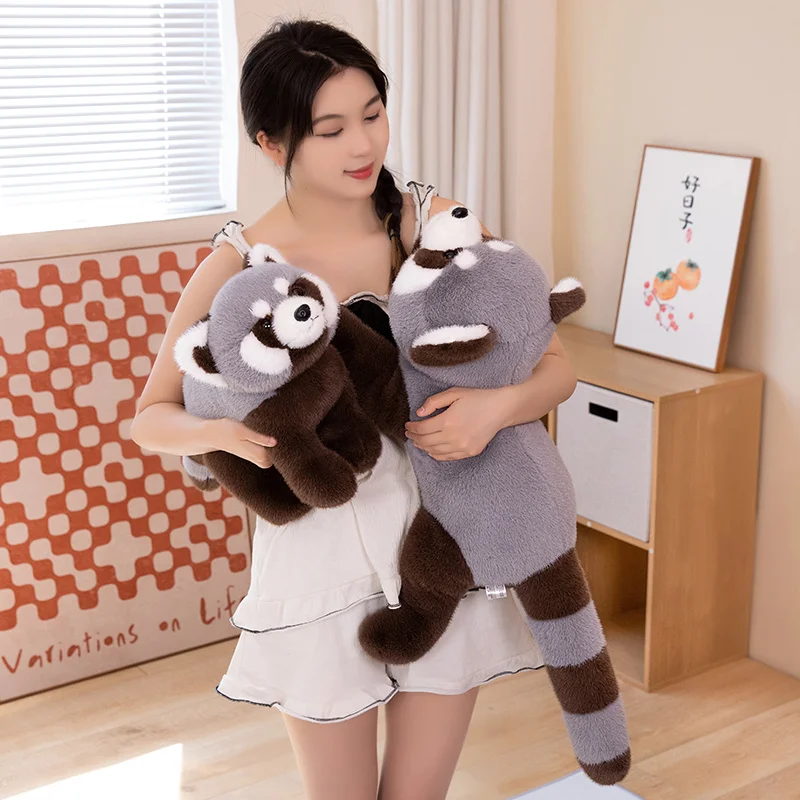 45~80cm Simulation Wild Animal Models Toy For Christmas Gift Cute Real Life Like Gray Raccoon Plush Toy Doll