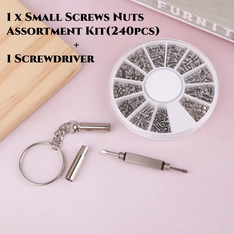

240Pcs Assorted Screws Nuts Mini Small Screws For Repairing Phone Watches Eye Glasses M1 To M1.4 For Glasses Bolts And Nuts