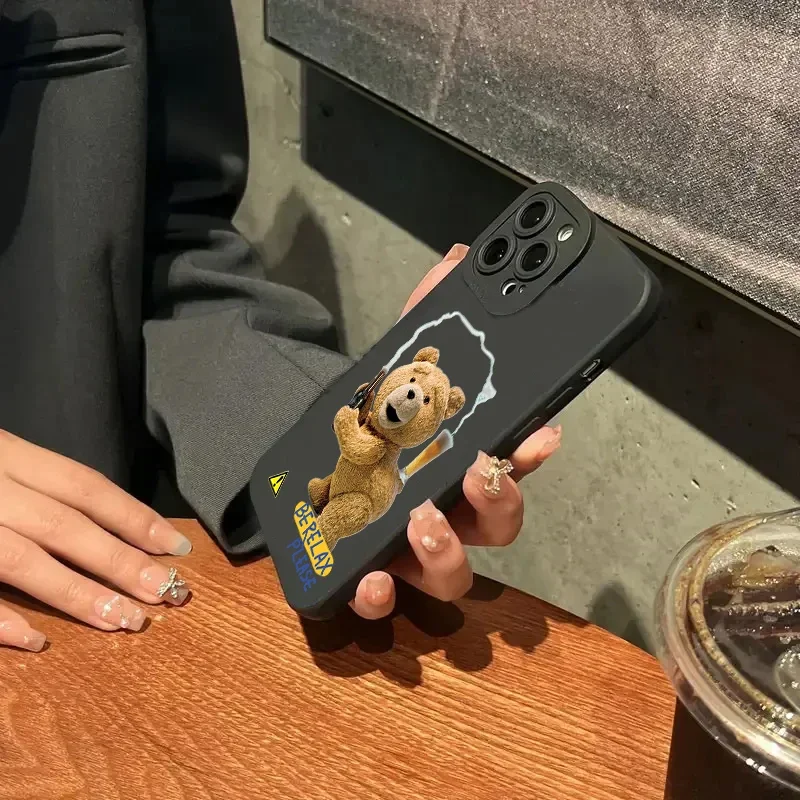 Casal dos desenhos animados urso de pelúcia caso de silicone para samsung galaxy s23 ultra s22 plus s21 s20 fe a14 a34 a54 a13 a23 a33 a52 a72 capa
