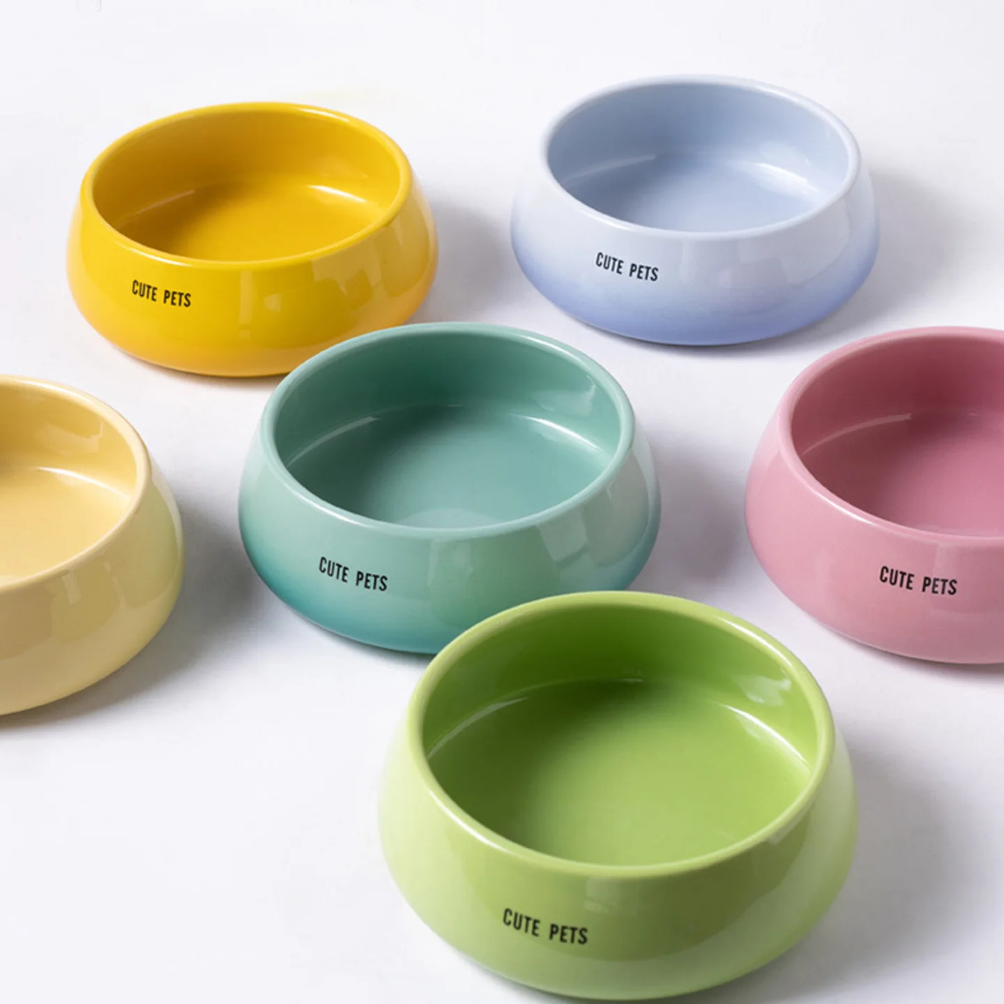 

Gradient Color Cute Pet Dog Bowl Ceramic Slow Feeding Multi-Color Available Pet Water Bowl Food Bowl Bowl
