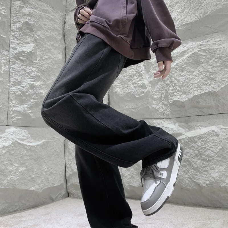 Black Baggy Jeans Men Fashion Retro Straight Jeans Men Streetwear Hip-hop Loose Wide Leg Jeans Mens Vintage Denim Trousers 4XL