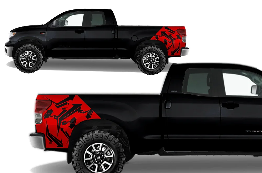 2pc Exterior Details Sticker Pickup Truck Tail Side Car  Stickers for Toyota -Tundra 2007-2013 CREWMAX CUSTOM VINYL DECAL WRAP