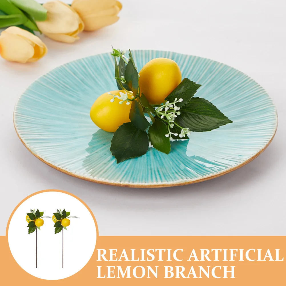 

3Pcs Artificial Lemon Stem Fake Lemon Branches Decorative Vase Filling Centerpiece DIY Napkin Rings Holder