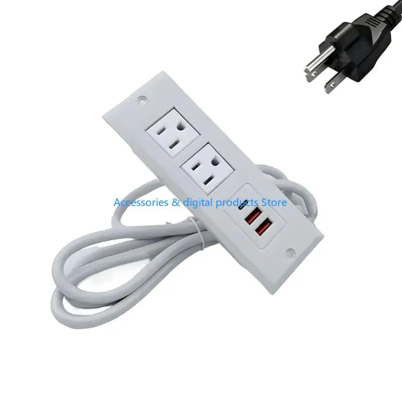 77JD Conference Table Embedded Socket 2 port 110V Outlets and 2 USB 1 Type C Port for Safe Power Distribution
