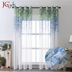 Cortinas transparentes de tul blanco para sala de estar, visillo transparente para ventana de dormitorio, decoración del hogar, tamaño personalizado, Floral