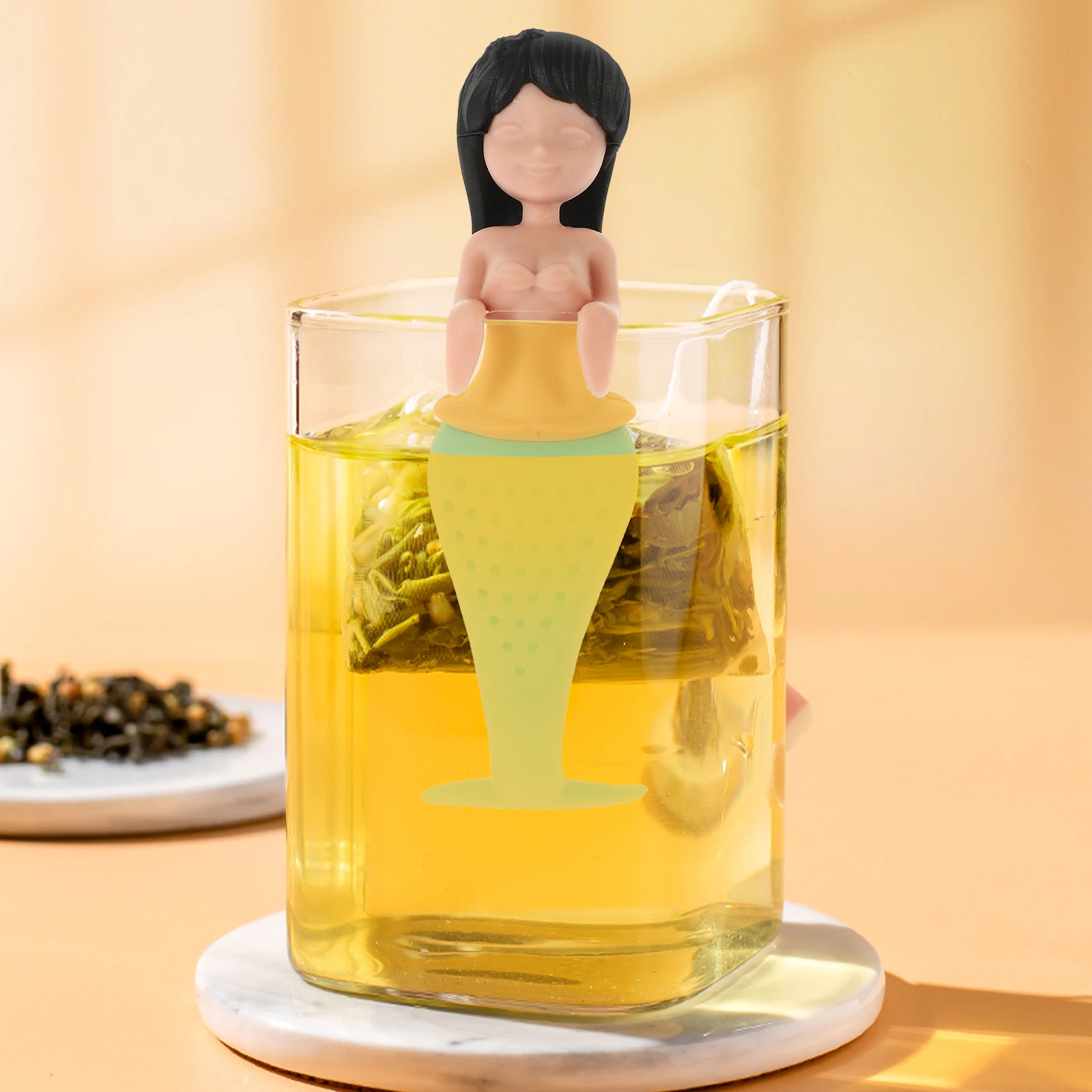 

Силиконовый заварочный чайник «Русалка», пищевой герметичный, легко чистящийся, многоразовые кухонные гаджеты для сита для листового чая, чашка-сито