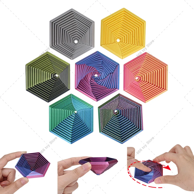 3D Printed Hexagonal Finger Spinner Fidget Toy Stress Relief Screw Toys