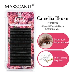 MASSCAKU Volume Lash Extensions C D CC DD Curl 8-20mm 12 rows Easy Fan Volume Lashes 0.05 0.07 0.10mm Automatic Blooming Lashes