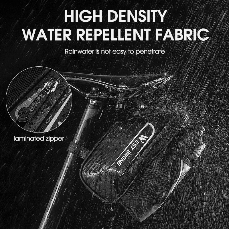 WEST BIKING Waterproof Bicycle Saddle Bag With Water Bottle Pocket MTB Road Bike Rear Seat Bags Reflective Cycling Tail Bag