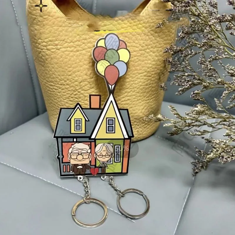 Disney-Up Viagem com A Casa Chaveiro, Bonito Anime Frigorífico Etiqueta Pingente, Foyer Mochila, Cremalheira De Armazenamento, Presente Menina