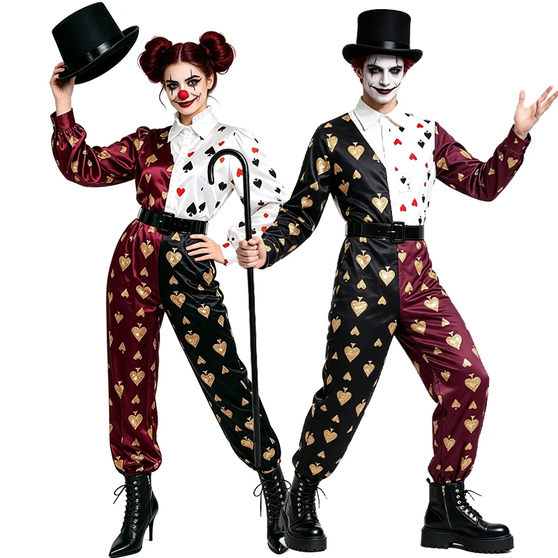 2026-new-arrival-women-men-magician-couple-halloween-fancy-dress-up-adult-poker-circus-clown-costume
