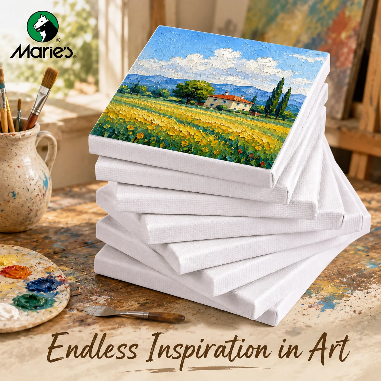 3/8pcs Marie's Stretched Canvas for Painting, for Oil, Acrylic, Wedding, White Canvas for Artists, Hobbyists and Adults(20×20cm)