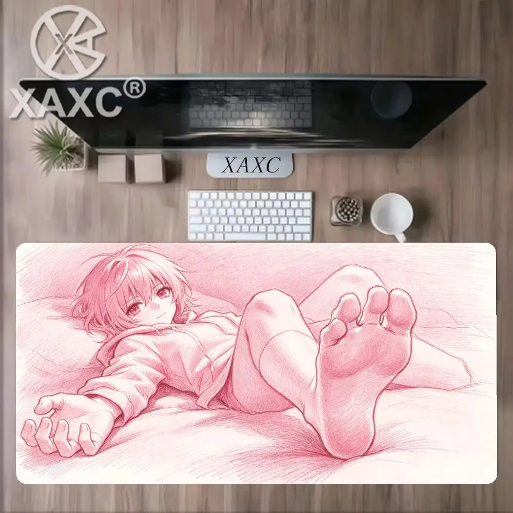 Cute Pink Anime Sketch Mouse Pad Kawaii Girl with Cat Desk Mat NonSlip Gaming Mousepad  Hand-Drawn Desk Decor for PC Laptop XAXC
