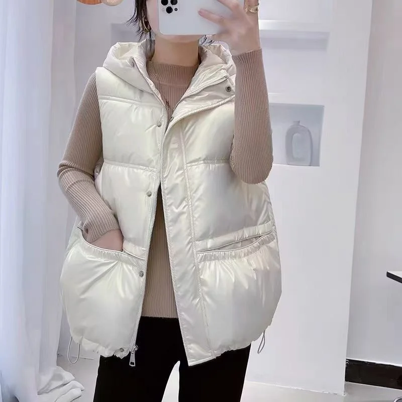 

2025 New Down Cotton Waistcoat Womens Autumn Winter Parkas Thicken Warm Cotton-Padded Vests Coat Female Sleeveless Puffer Vests