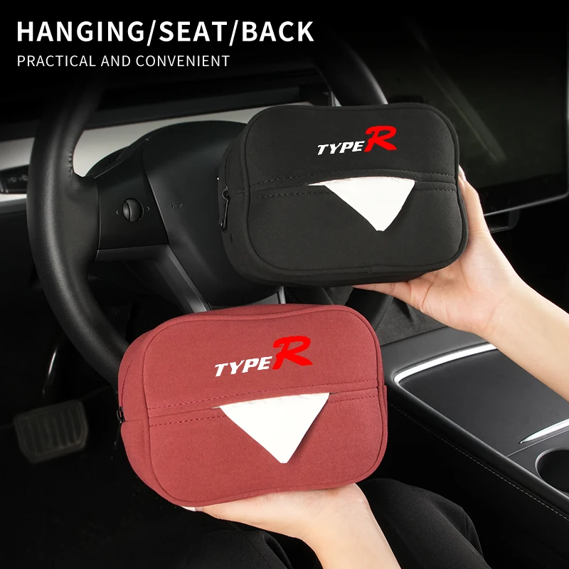 Tissue Holder Car Hanging Back Seat Tissue Storgae Box Cover For Honda Type R Mugen Power Civic Gen 8th CRV City Accord Hrv Jazz