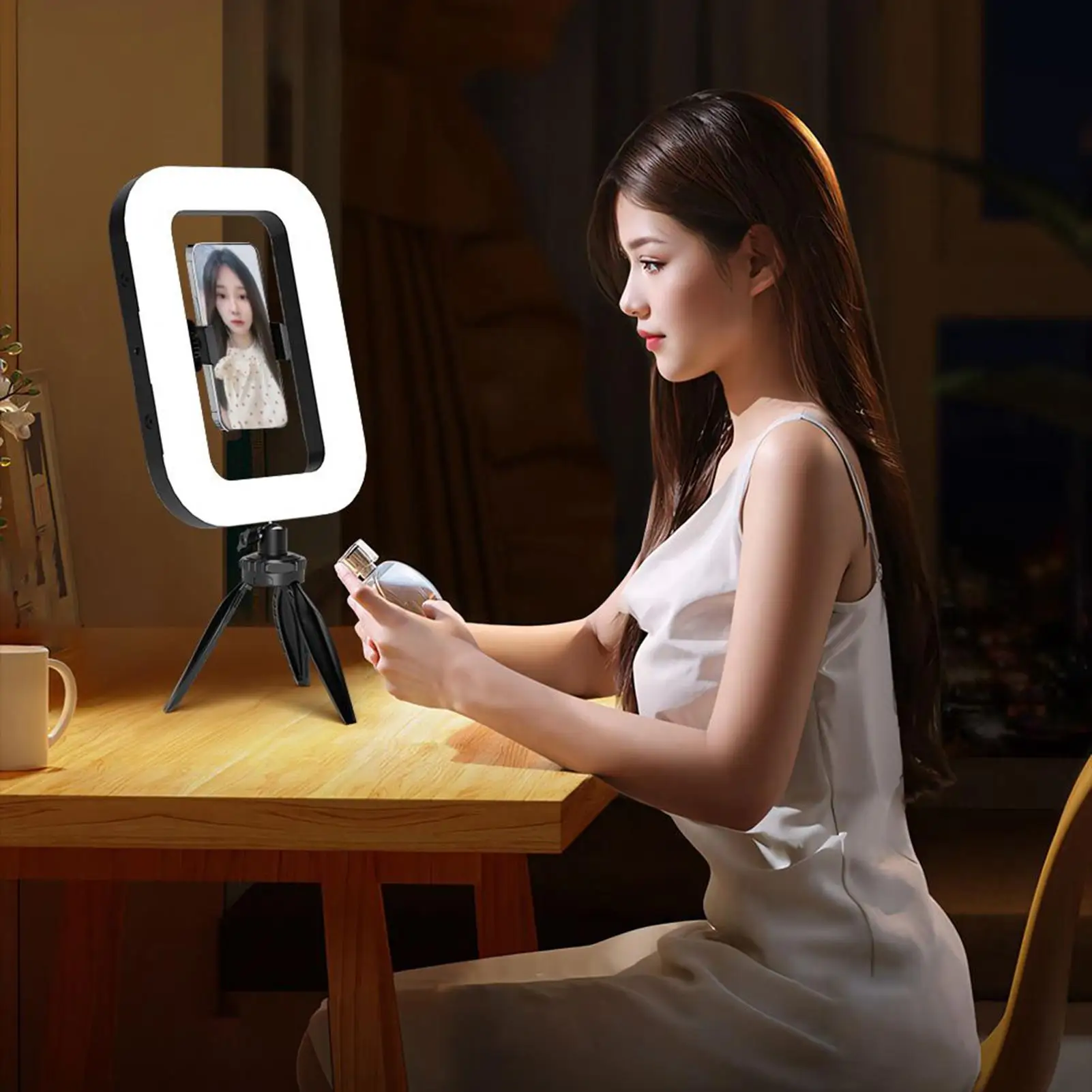 Ring Licht Für Telefon Handheld Stabilisator Kamera Füllen Lampe Anti-Shake Selfie Quadratischen Ring Licht Für Schönheit Make-Up Innen und