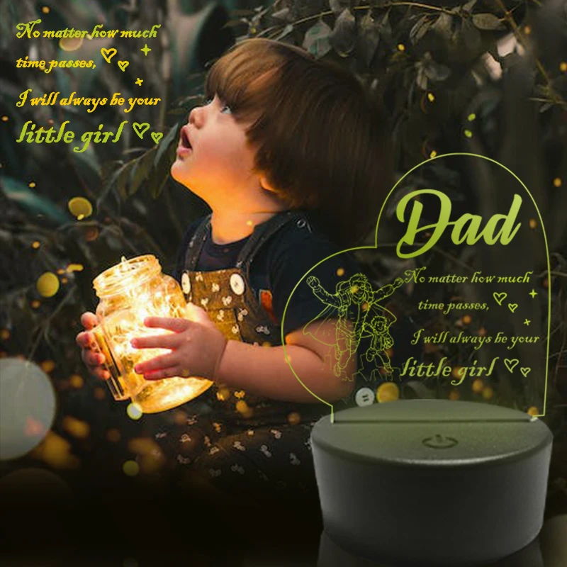 Personalized USB Low Power Lamps For Dad From Kids 3d Night Light LED Acrylic LED Night Light For Domestic Decoration