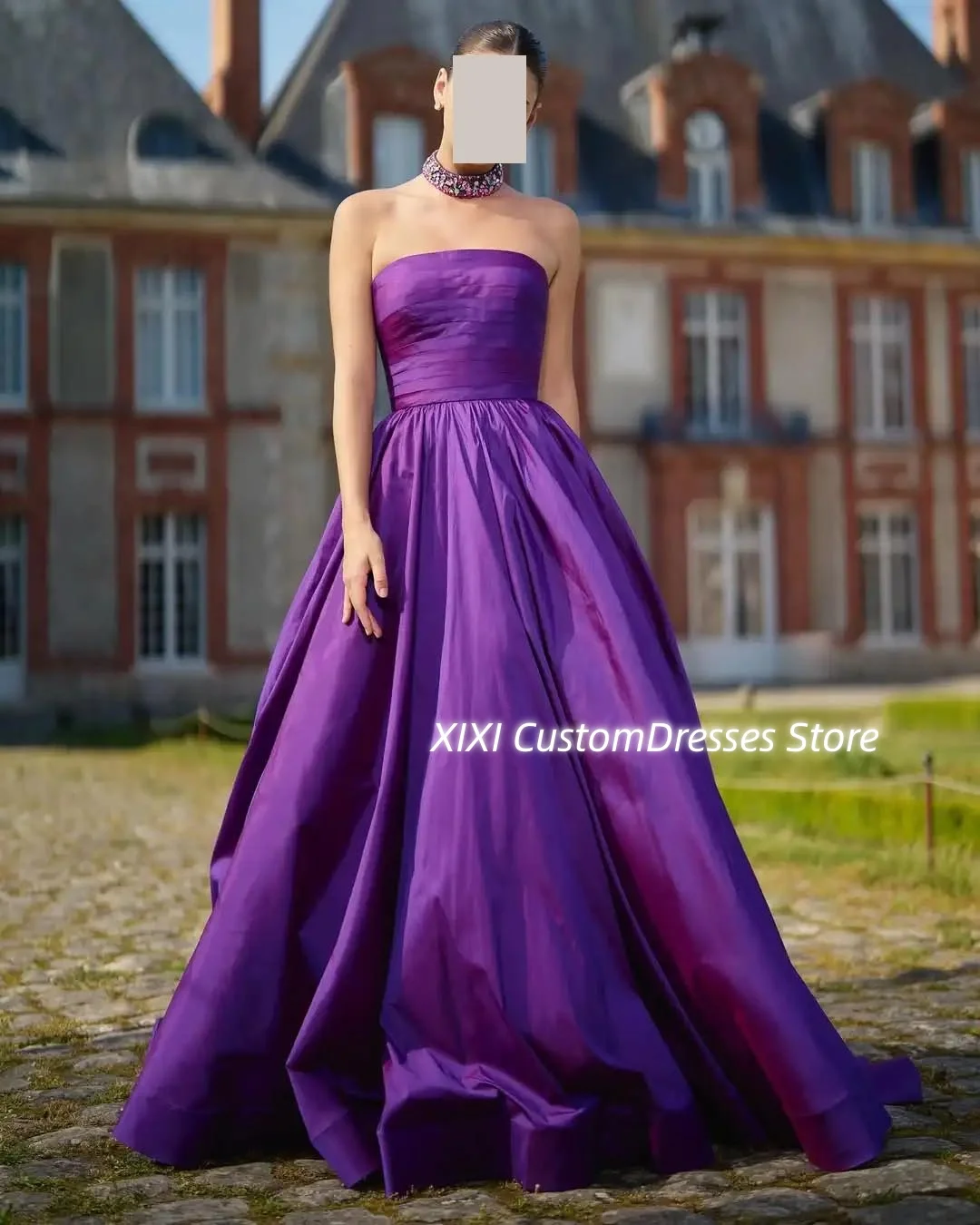 Elegant And Beautiful Dresses For Women Customize A-Line Strapless Floor-Length Wedding Party Dress Ruffle Zipper Up Dresses