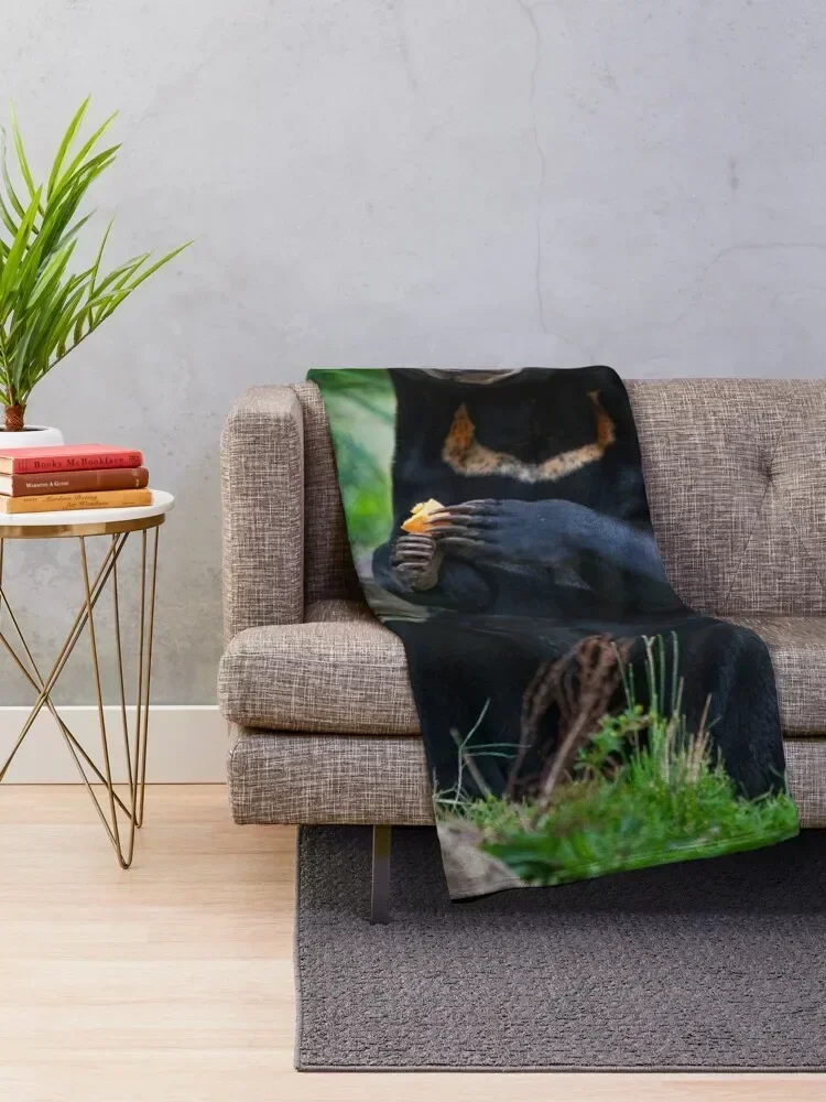 Malayan Sun Bear Contemplating Throw Blanket Vintage for babies Multi-Purpose Blankets