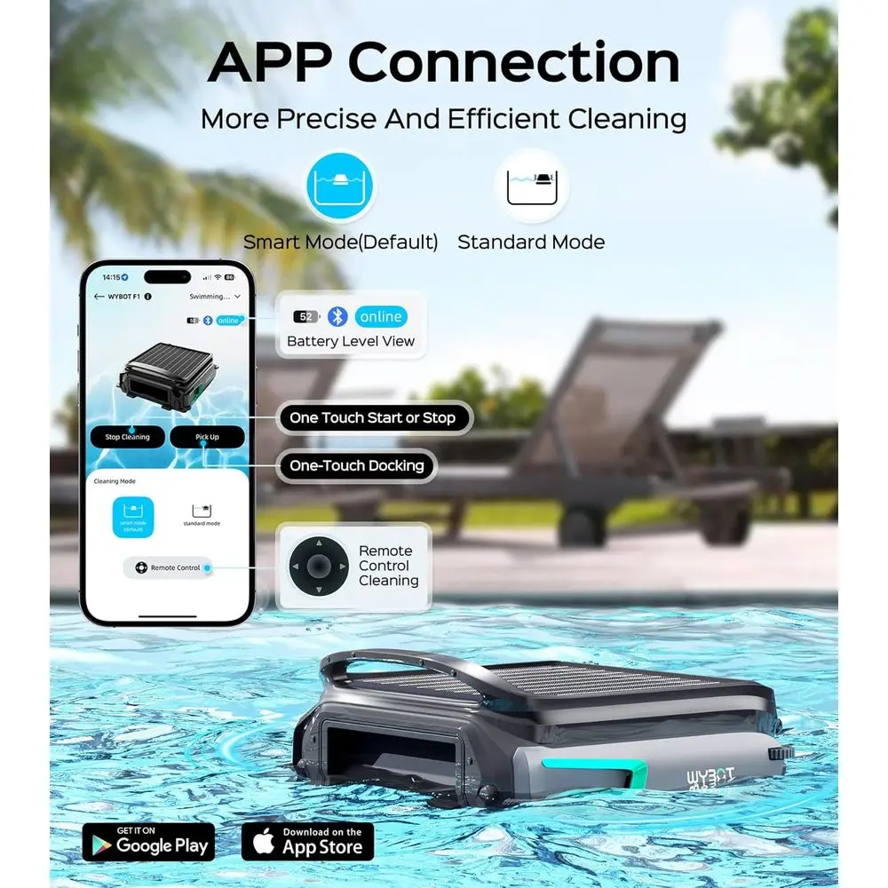 1 Pool Skimmer Robot with App Remote Control（Black） | 6-8 Hours Continuous Cleaning, App Control, Smart Obstacle Avoidance, 7L L