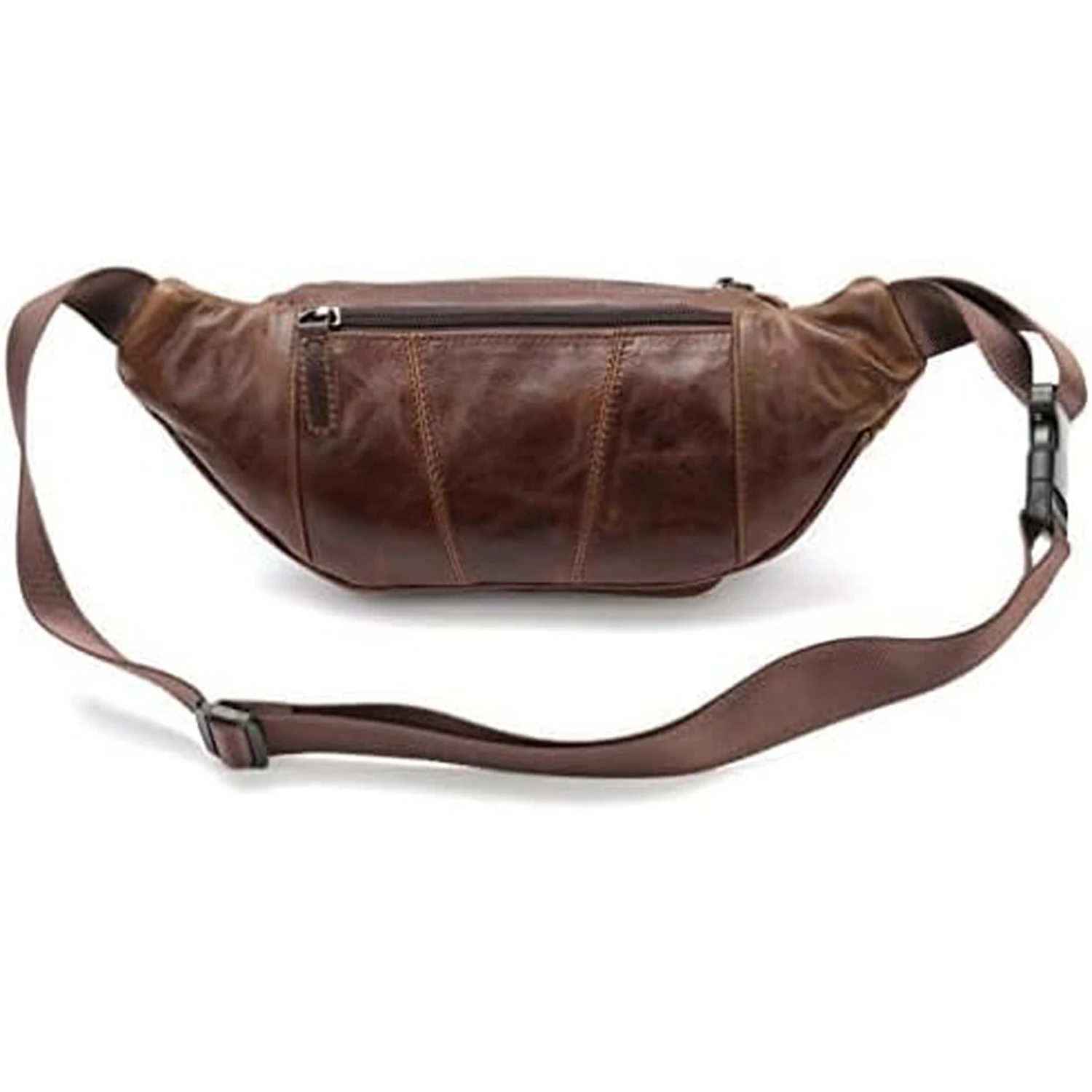 Genuine Leather Fashion Waist Bag Crossbody Bag for Men and Women, Suitable for Outdoor Travel, Hiking, Camping, Walking, Running, Ultra-Thin Hip Belt Bag, Phone Wallet Pouch, Coffee Color