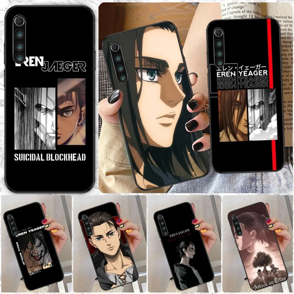 AOT Eren Jaeger Mobile Phone Case for Xiaomi Redmi Note 12 11 10 9T 8 7 Pro 9 9A 9C 8 Black Soft Phone Cover Funda