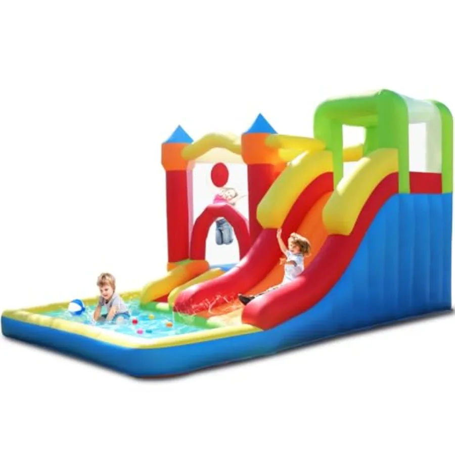 Bounce House with Slide,Large Inflatable Bounce Castle with Air Blower Jumping Castle for Toddlers and Kid,Easy Setup for Birthd