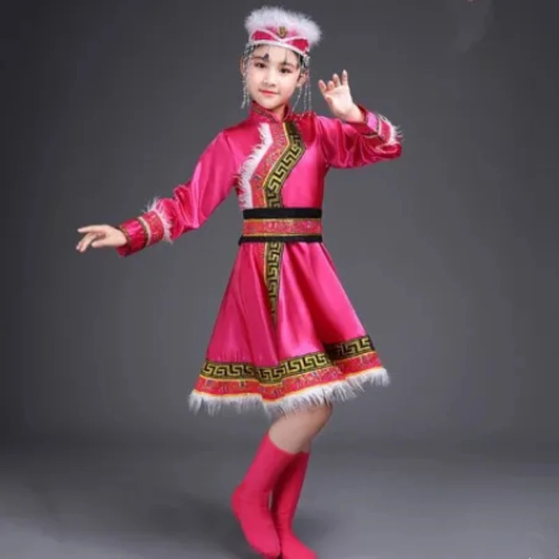 Trajes de dança monocromáticos infantis, roupas de dança folclórica, roupas nacionais, performance de palco, ano novo, chinês