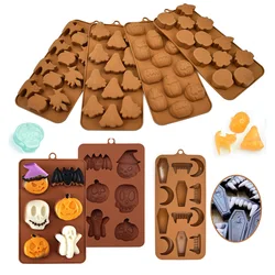 Halloween Pumpkin Bat Ghost Silicone Mould Skull Vampire Teeth DIY Chocolate Handmade Fondant Candy Cake Decor Tools Party Gifts