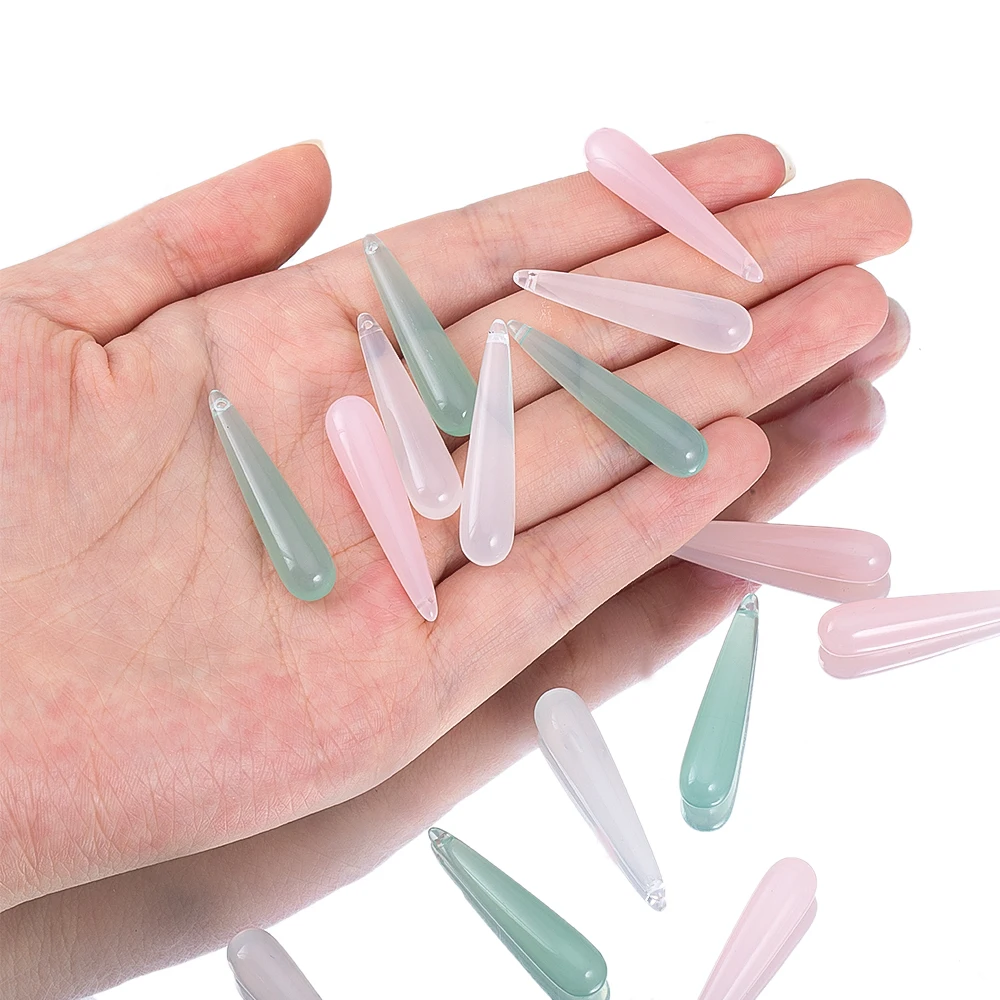 2/10pcs ยาว Water DROP อะคริลิคเรซิ่นลูกปัดสําหรับ DIY สไตล์จีนอุปกรณ์เสริมผม Hairpins Step Shake จี้เครื่องประดับวัสดุ