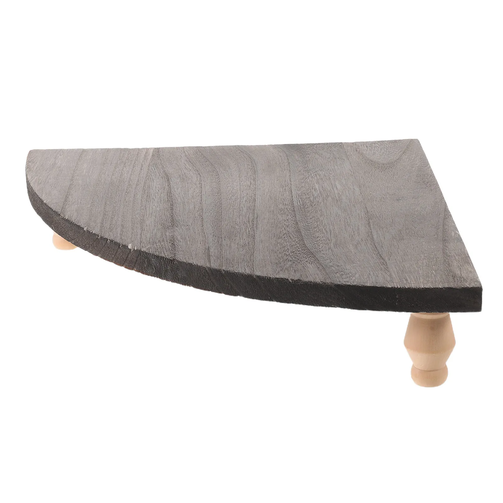 Wood Corner Counter Shelf Rustic Farmhouse Fan-Shaped Storage Rack Multi-Functional Tray Riser for Kitchen Bathroom Coffee Table