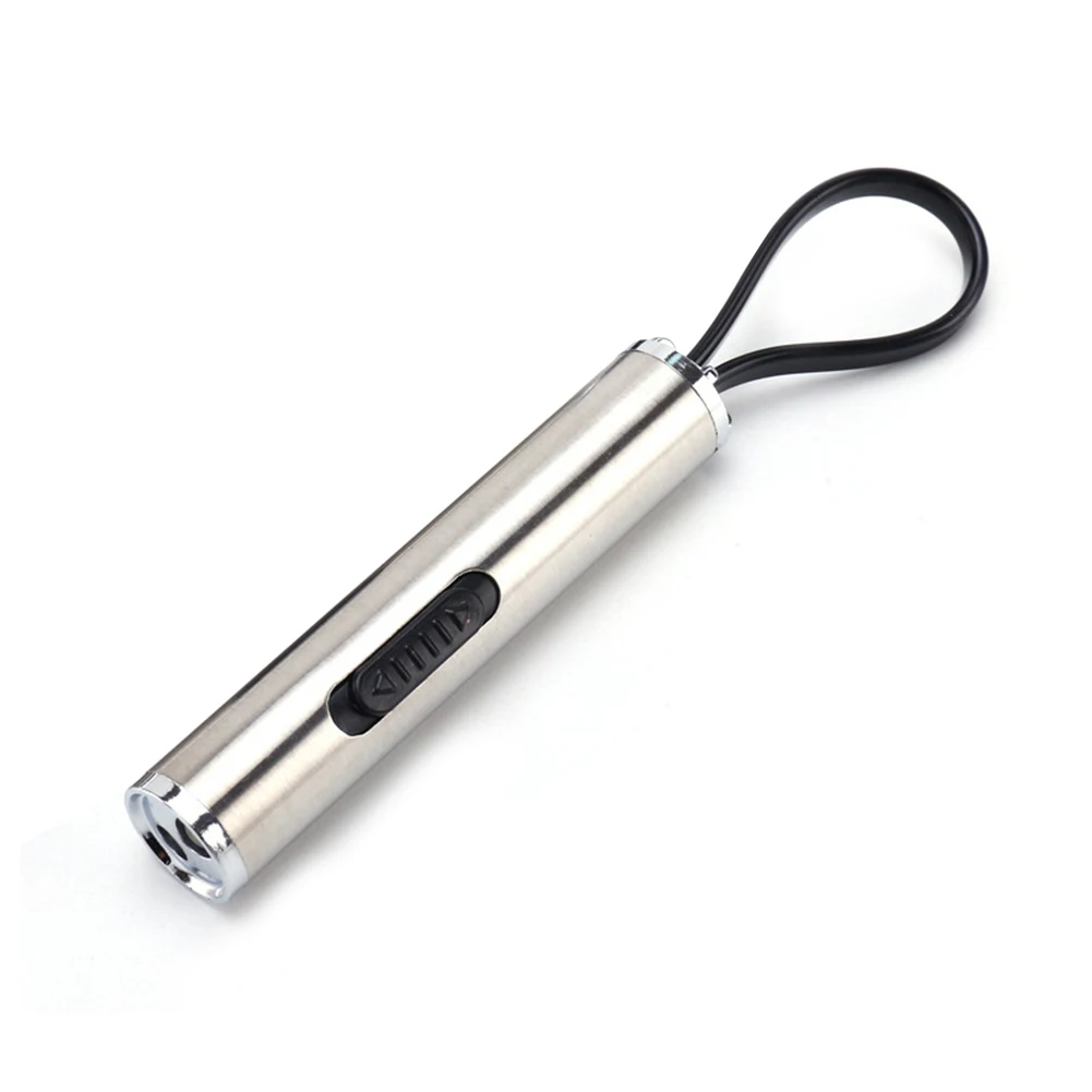 Stainless Steel Pocket Lamp Mini LED UV Flashlight Battery Powered White Purple Light Checker Detection Torch Silver