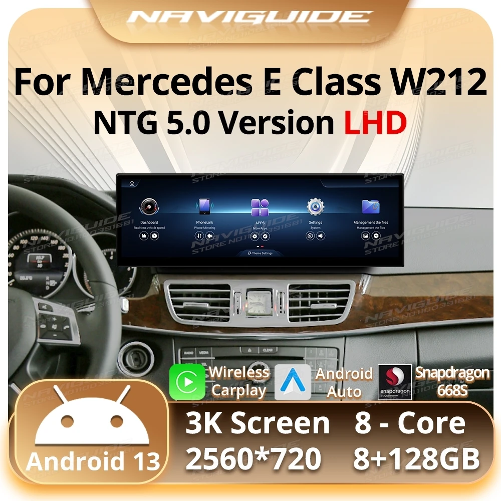 NAVIGUIDE 14.9'' Android 13 Car Radio For Mercedes E Class W212 NTG 5.0 Wireless Carplay Android Auto Multimedia Player system