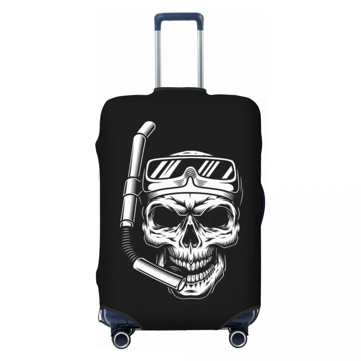 Custom Dive Diver Scuba Diving Skull Travel Luggage Cover Dust Proof Suitcase Cover Protector Fit 18-32 Inch