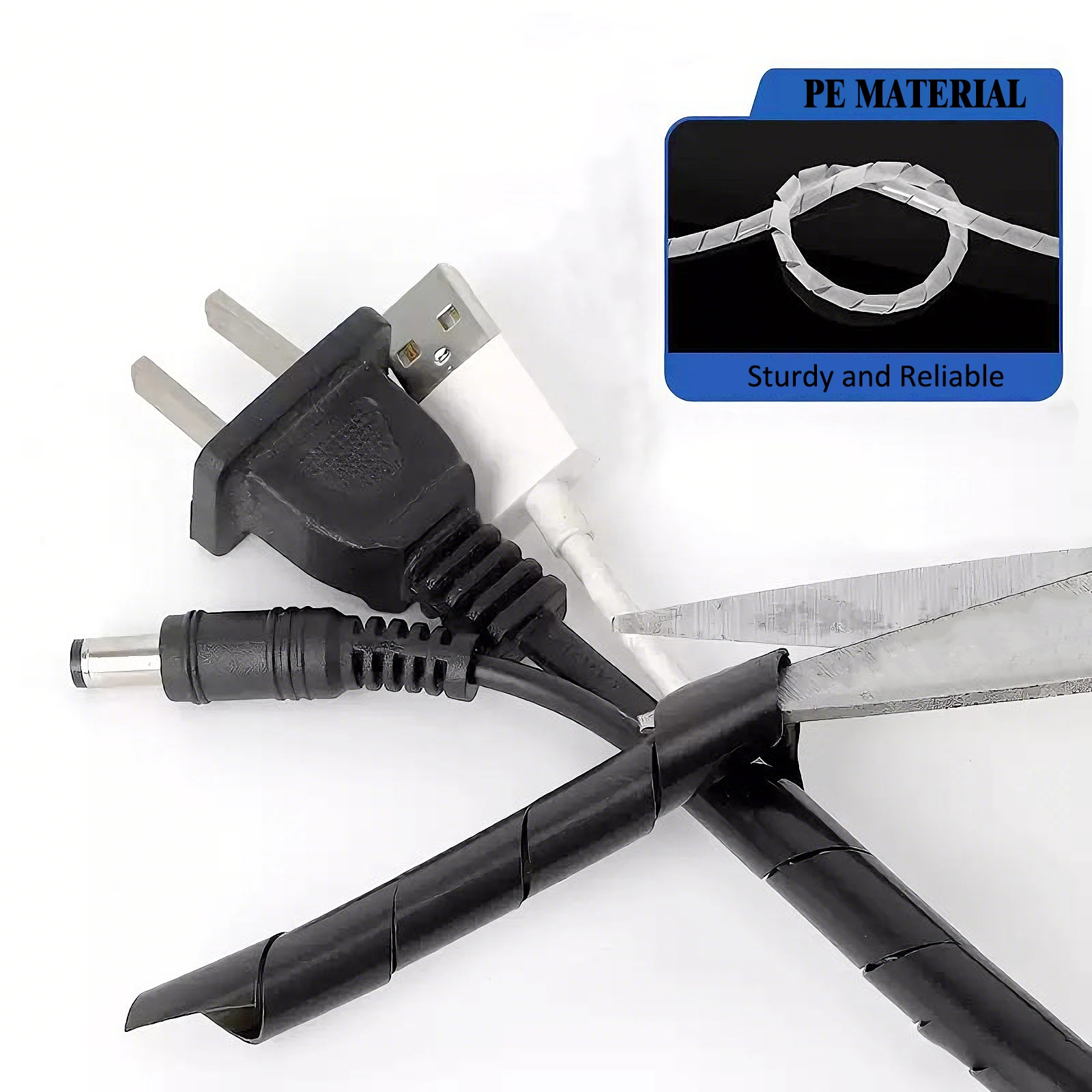 

Cable Sleeve Kit Black & White 4mm~30mm | PE Spiral Wrap Sleeveing for Computer Wires, Home Theater, Speaker Cable Management