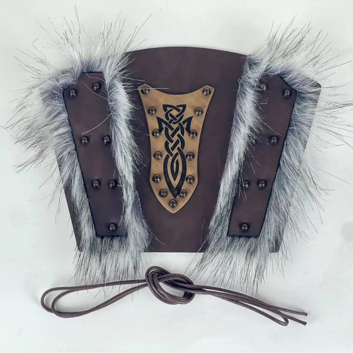 

1 шт., браслет из искусственного меха средневекового рыцаря викингов, искусственная кожа, пиратские рукавицы, защита на запястья, пушистый меховой браслет-манжета, готический Ларп, косплей