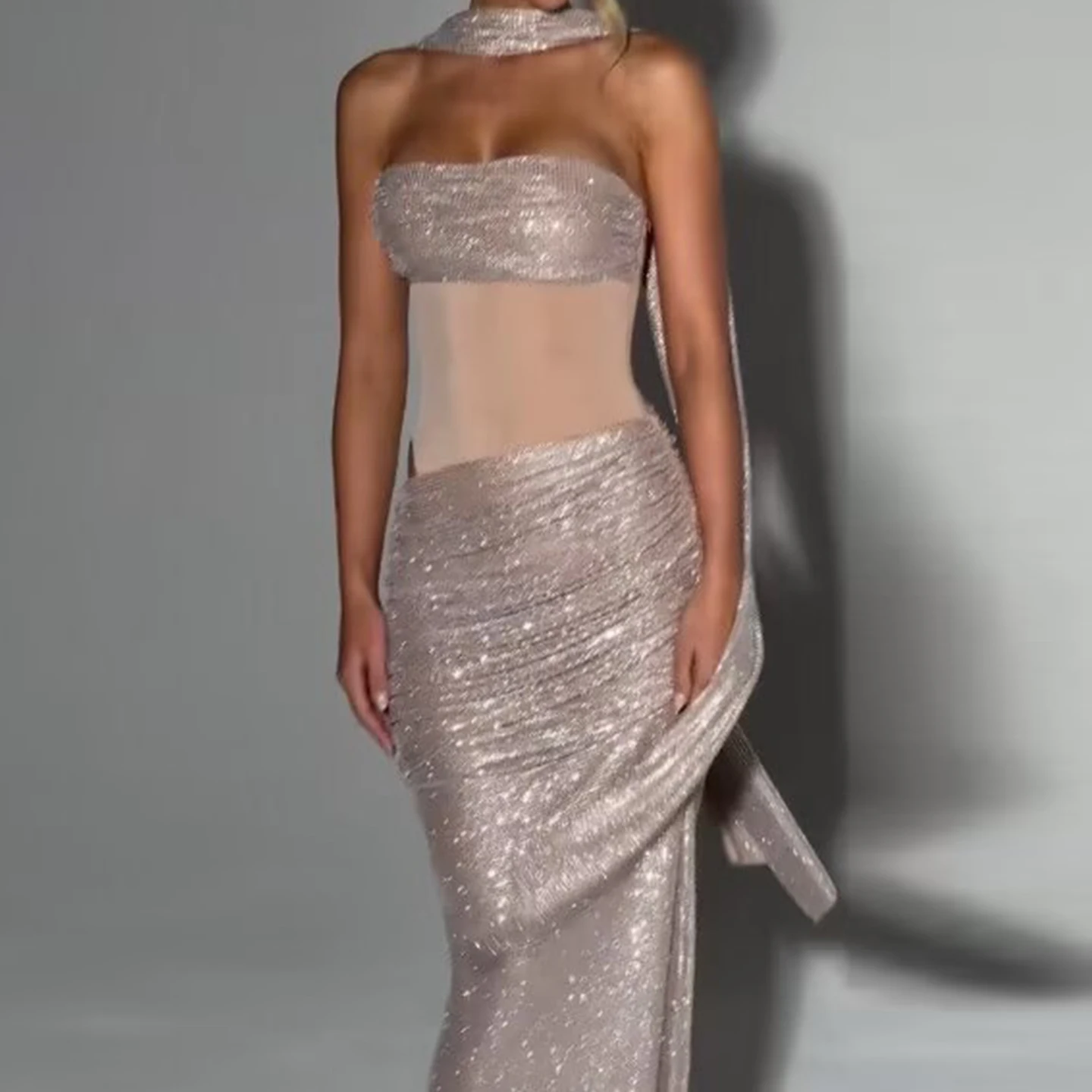 

Сексуальное вечернее платье без рукавов с блестками для женщин, бренд Dr Z, осень 2023, коллекция, блестящее платье Dr