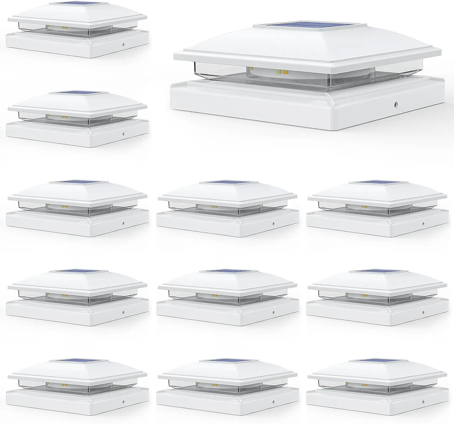 

12 упаковок солнечных фонарей, 2-режимные водонепроницаемые уличные садовые фонари для деревянных и виниловых стоек