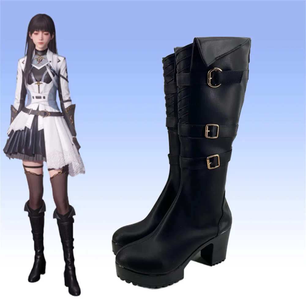 

Love and deepspace Hunter Heroines Cosplay Shoes Anime Cos Comic Black long tube Halloween For Woman Men Shoes