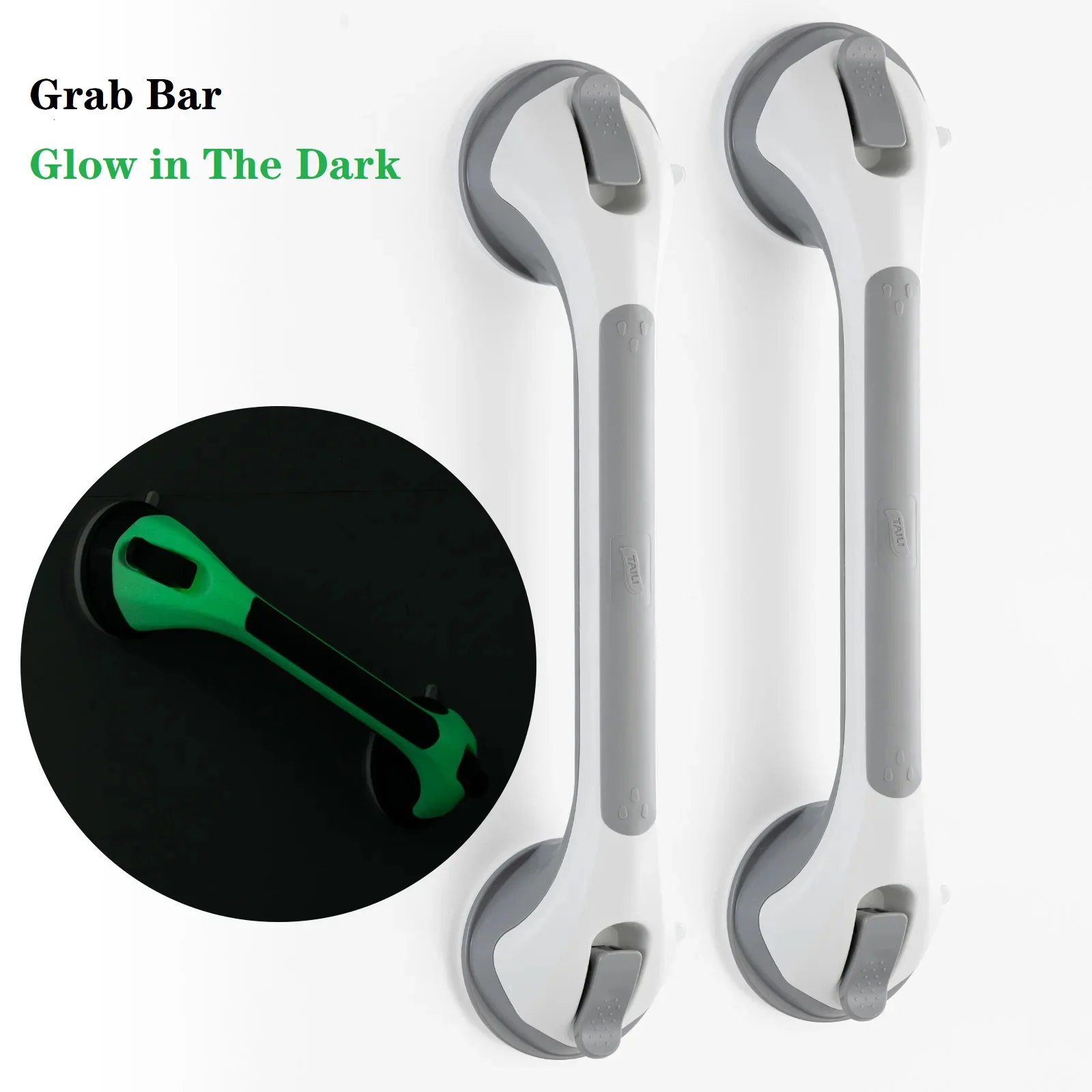 

TAILI Shower Grab Bar Glow in The Dark Grab Bar Bathroom Handles Shower Rails for Seniors Safety Grip Removable No Drilling
