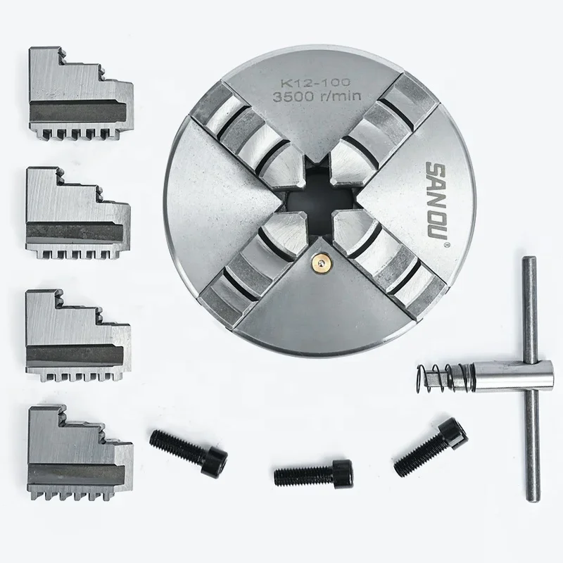 

Precision lathe chuck 100mm 4-jaw self centering K12-100 manual mini metal chuck